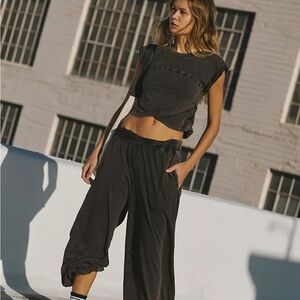 Free People Charcoal Wide Leg Jumpsuit